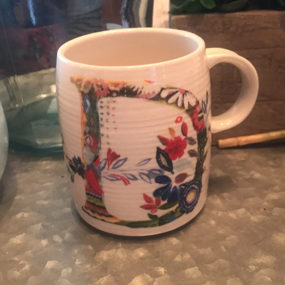 Anthropologie Petal Palette Monogram Mug